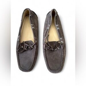 Faconnable Mens brown suede driving loafers shoes size US 8.5 made in Italy